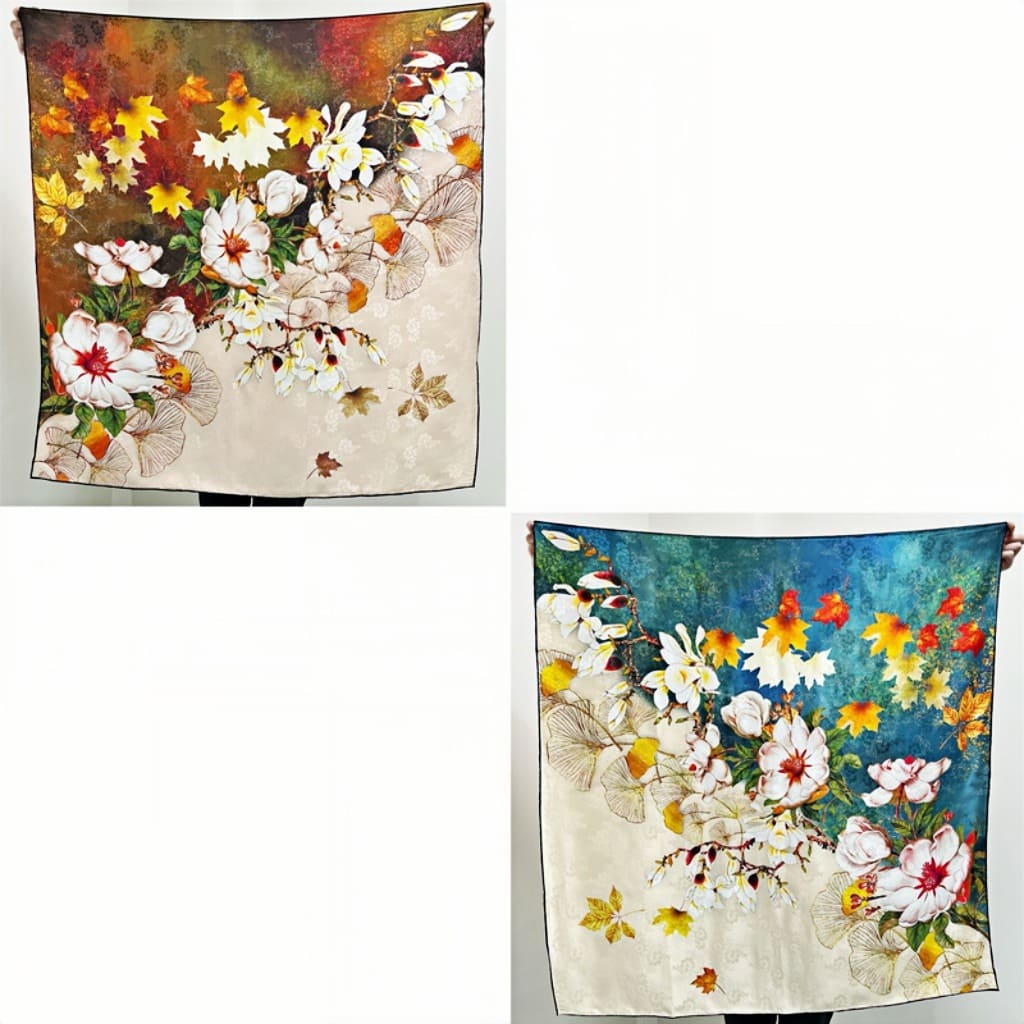 MaraSilk Pure Mulberry Silk Scarf - Square Jacquard MS468