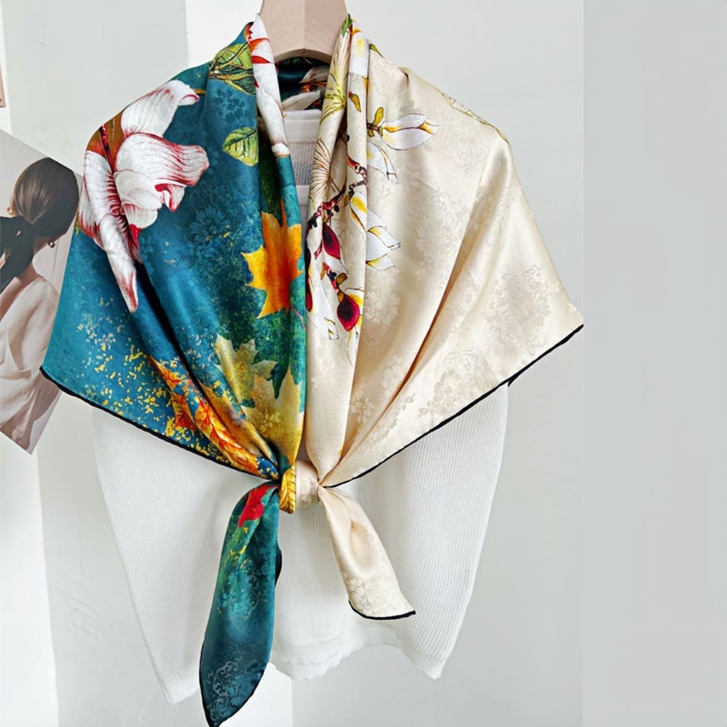 MaraSilk Pure Mulberry Silk Scarf - Square Jacquard MS468