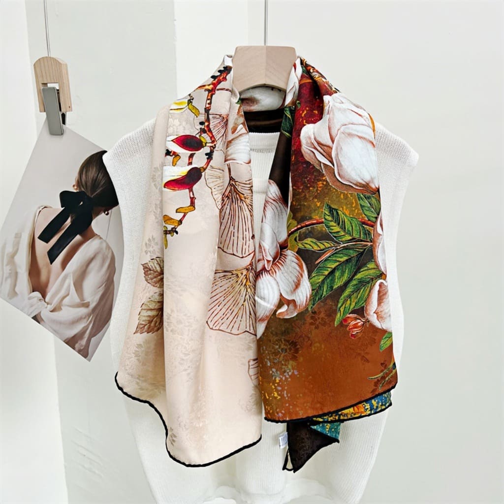 MaraSilk Pure Mulberry Silk Scarf - Square Jacquard MS468