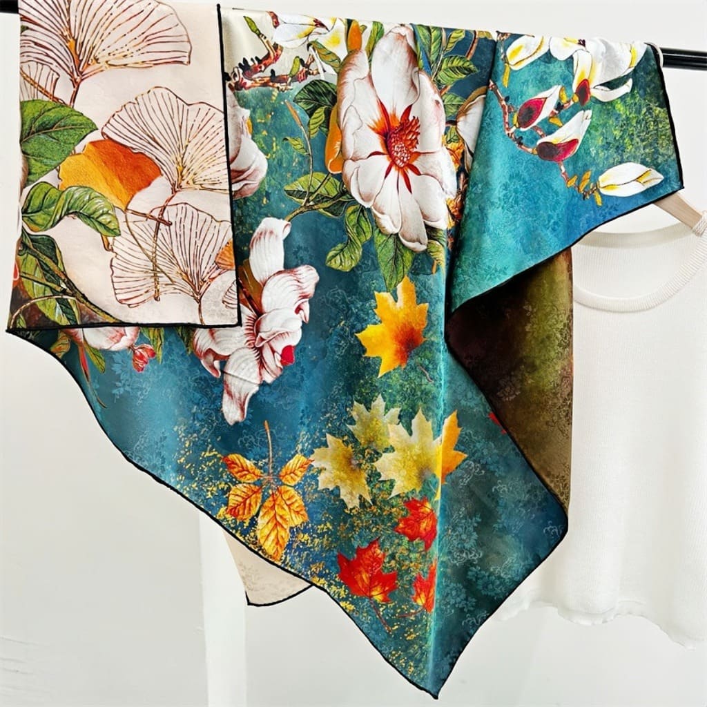 MaraSilk Pure Mulberry Silk Scarf - Square Jacquard MS468 41" x 41" MS46809