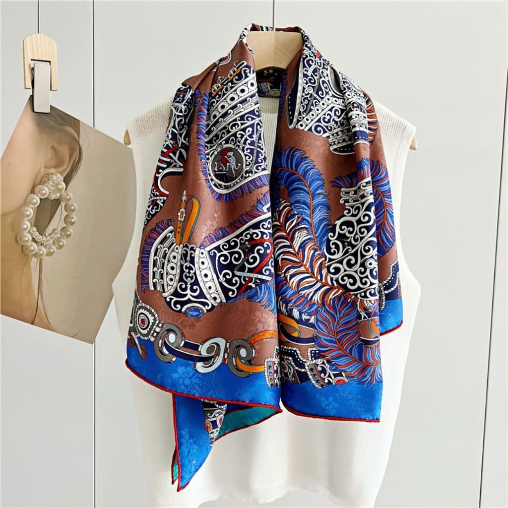 MaraSilk Pure Mulberry Silk Scarf - Square Jacquard MS484