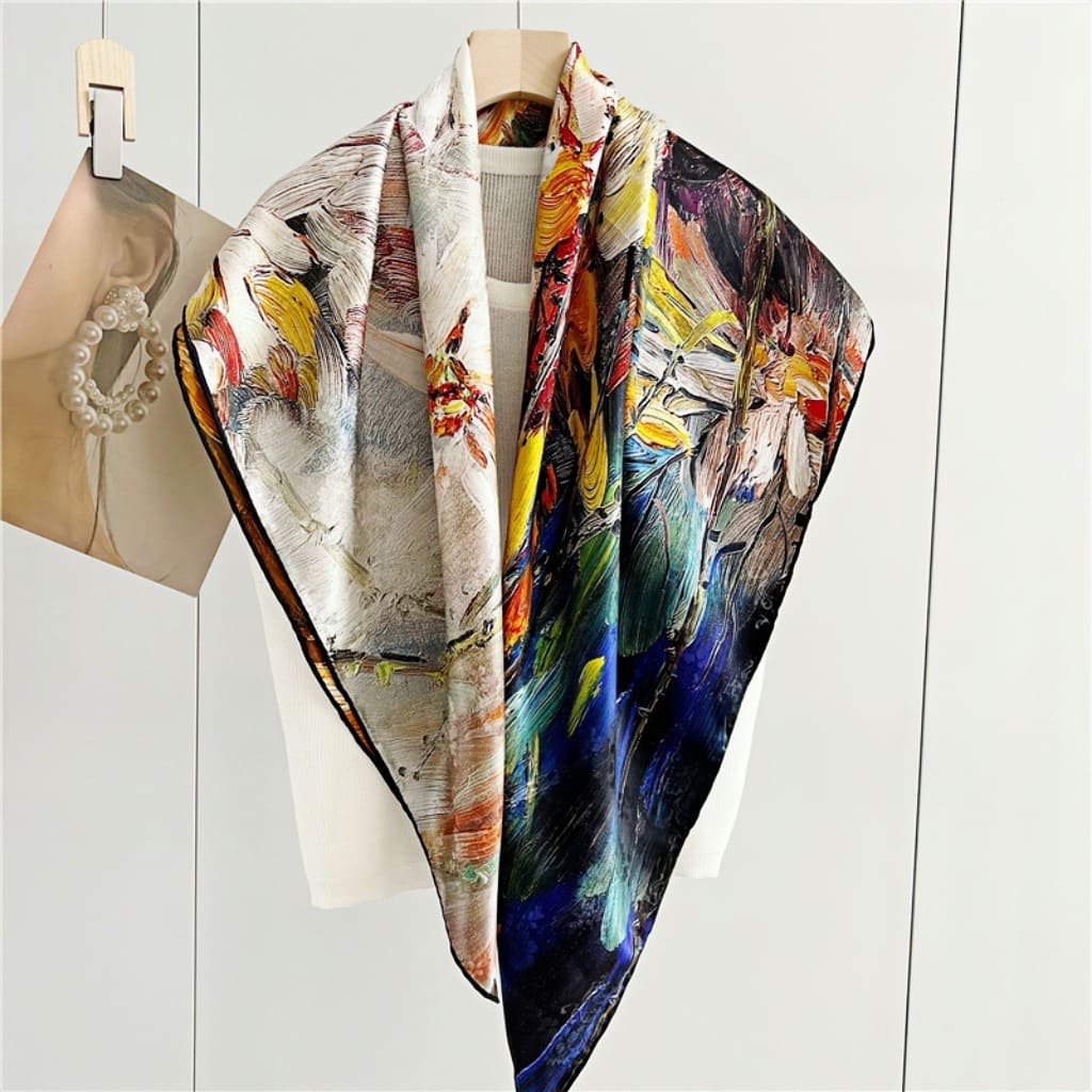 MaraSilk Pure Mulberry Silk Scarf - Square Jacquard MS484