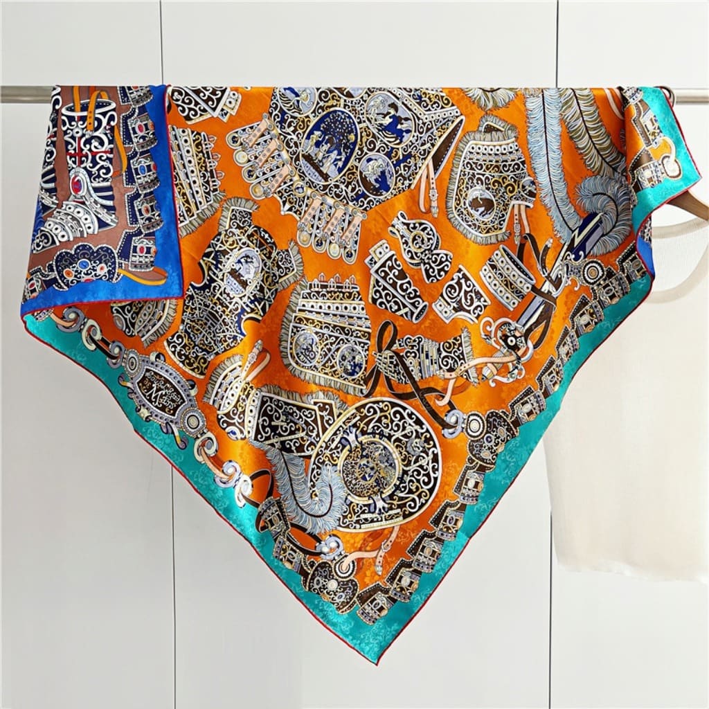 MaraSilk Pure Mulberry Silk Scarf - Square Jacquard MS484 41" x 41" MS48402