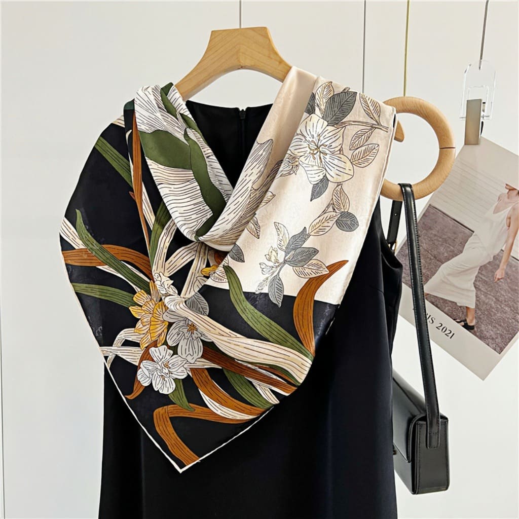 MaraSilk Pure Mulberry Silk Scarf - Square Jacquard MS489