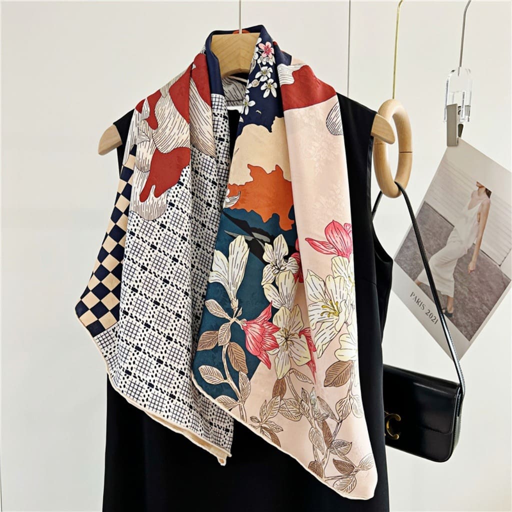 MaraSilk Pure Mulberry Silk Scarf - Square Jacquard MS489