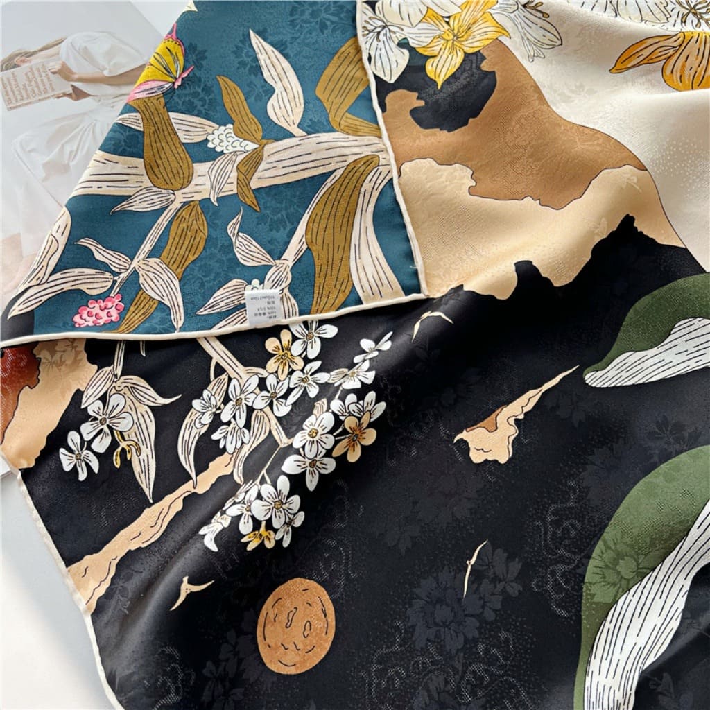 MaraSilk Pure Mulberry Silk Scarf - Square Jacquard MS489