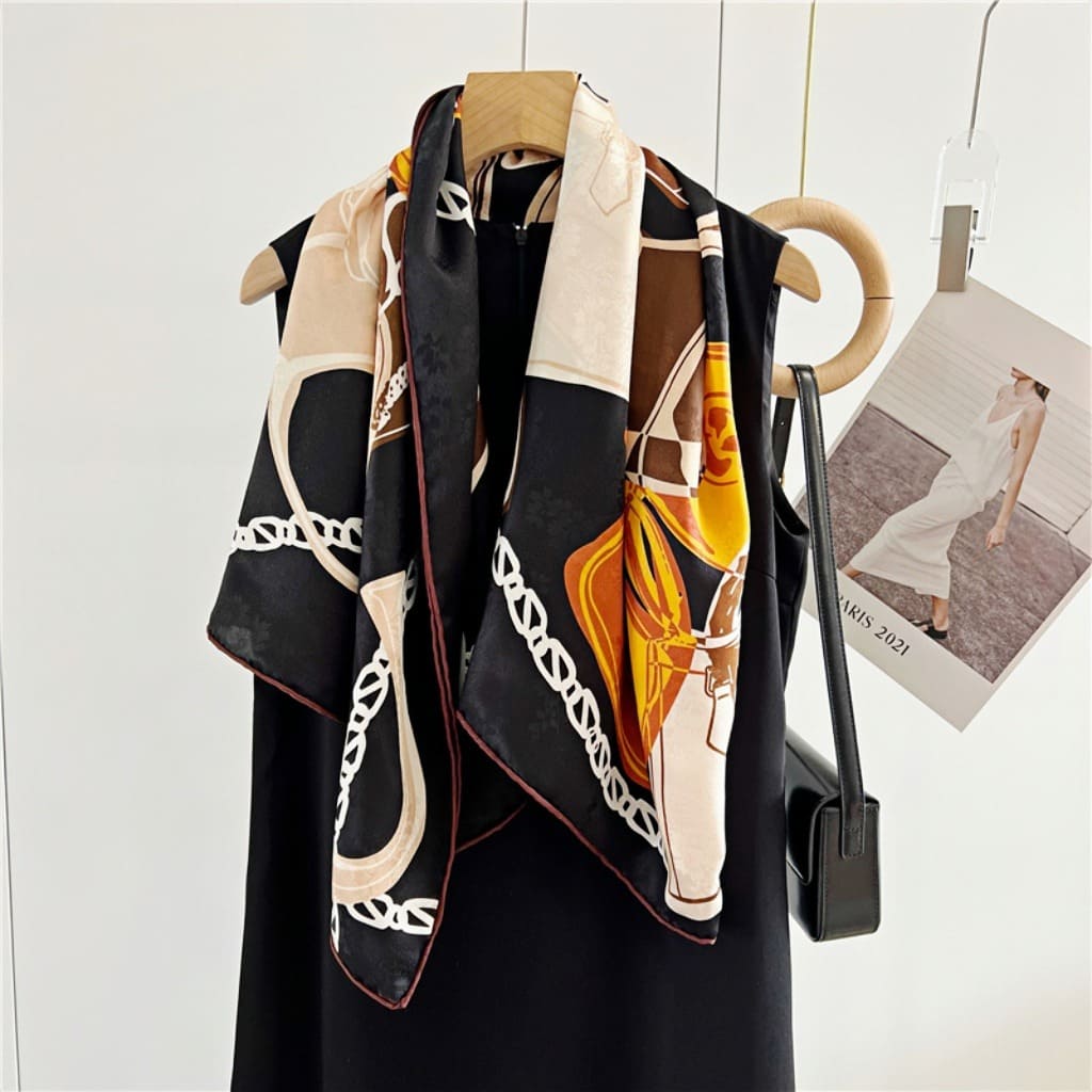 MaraSilk Pure Mulberry Silk Scarf - Square Jacquard MS489