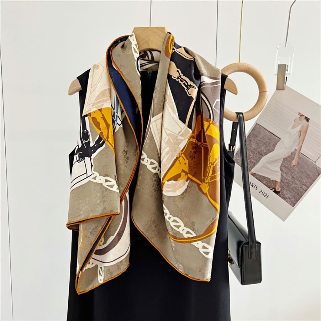 MaraSilk Pure Mulberry Silk Scarf - Square Jacquard MS489