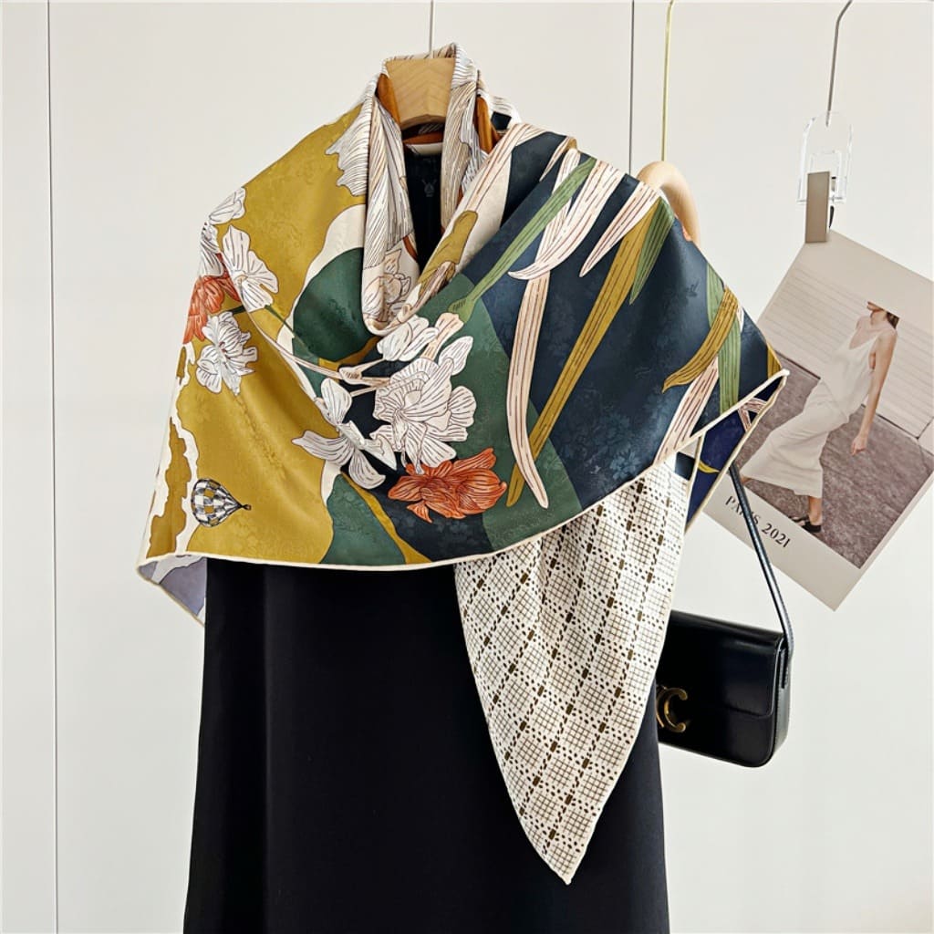 MaraSilk Pure Mulberry Silk Scarf - Square Jacquard MS489