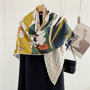 MaraSilk Pure Mulberry Silk Scarf - Square Jacquard MS489