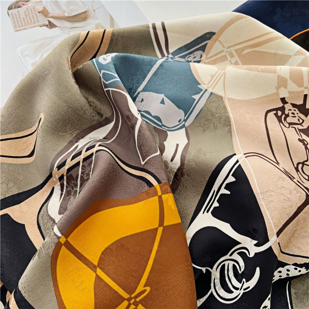 MaraSilk Pure Mulberry Silk Scarf - Square Jacquard MS489