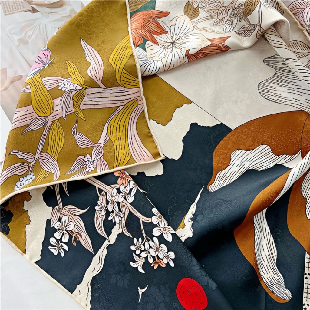 MaraSilk Pure Mulberry Silk Scarf - Square Jacquard MS489