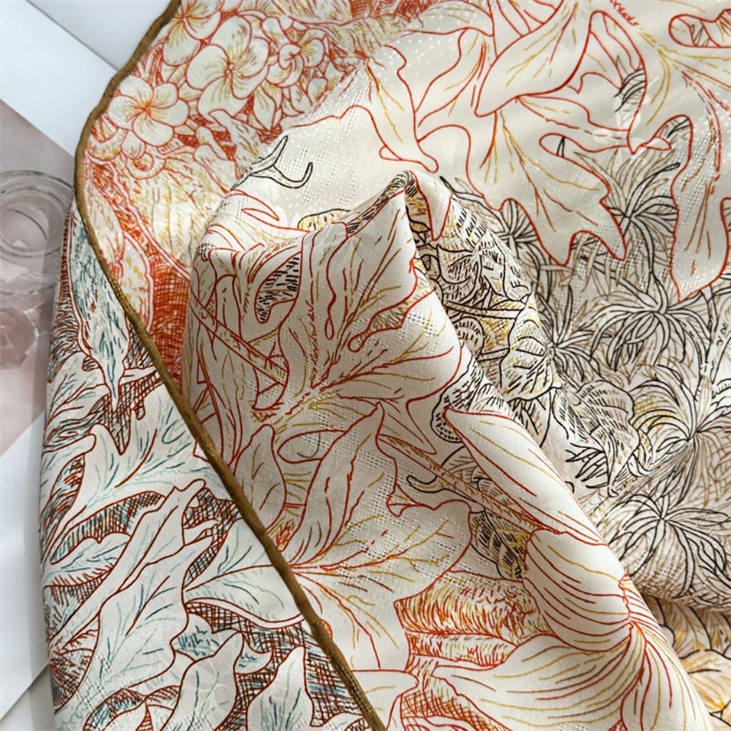 MaraSilk Pure Mulberry Silk Scarf - Square Jacquard MS492