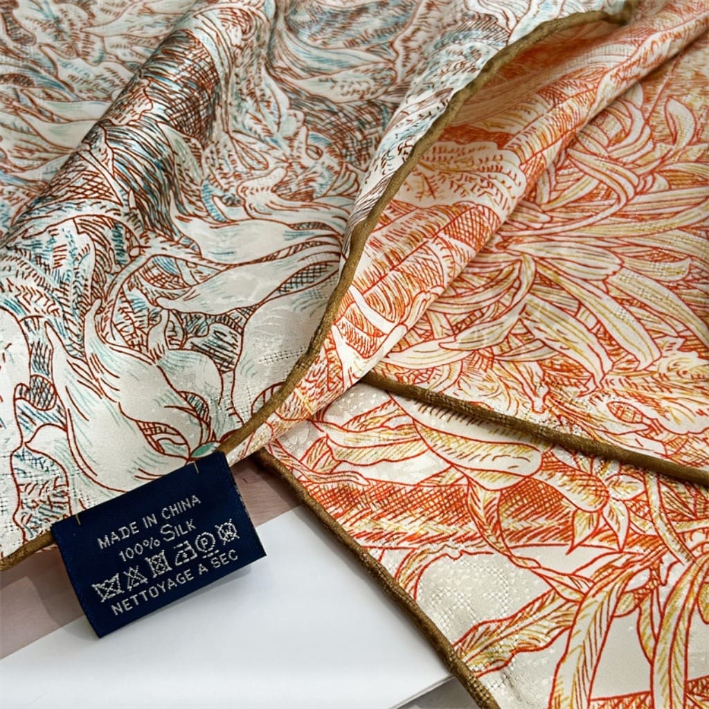 MaraSilk Pure Mulberry Silk Scarf - Square Jacquard MS492