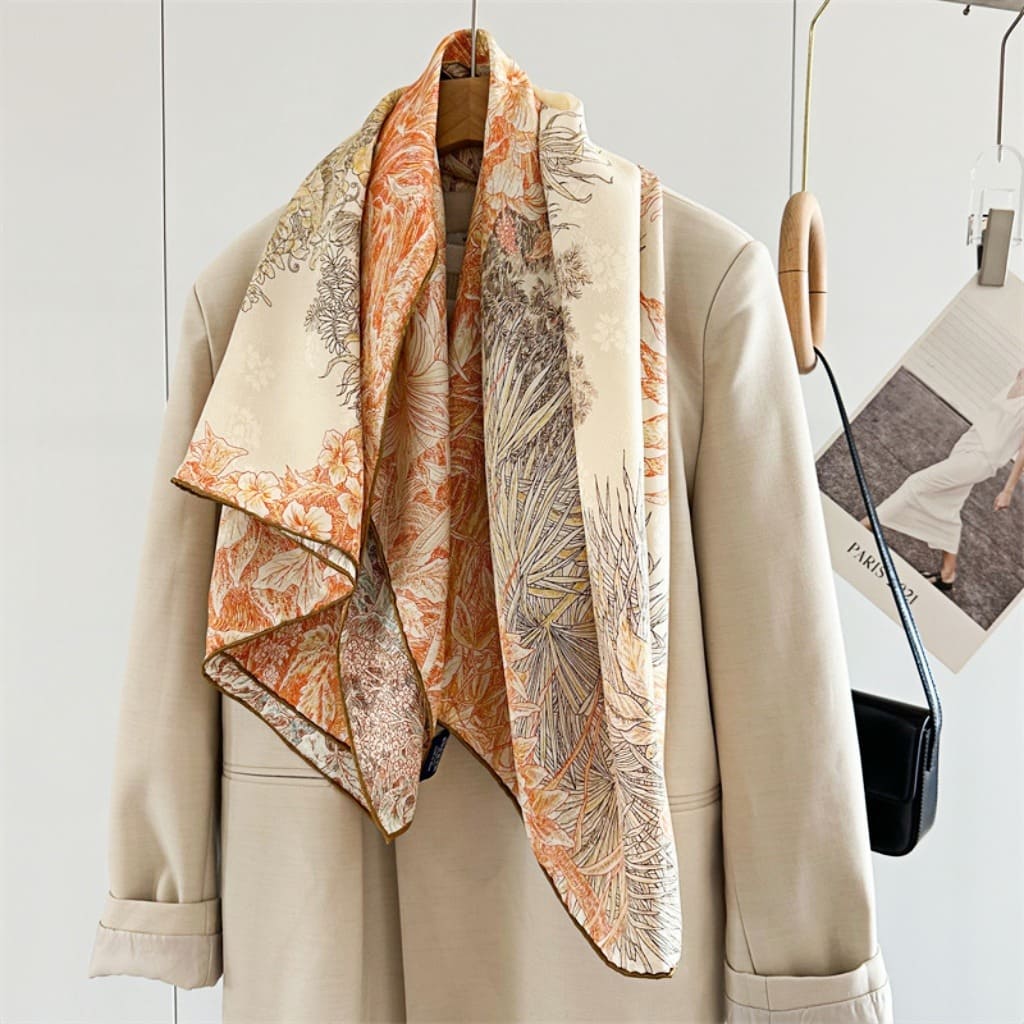 MaraSilk Pure Mulberry Silk Scarf - Square Jacquard MS492