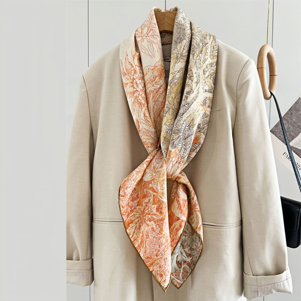 MaraSilk Pure Mulberry Silk Scarf - Square Jacquard MS492