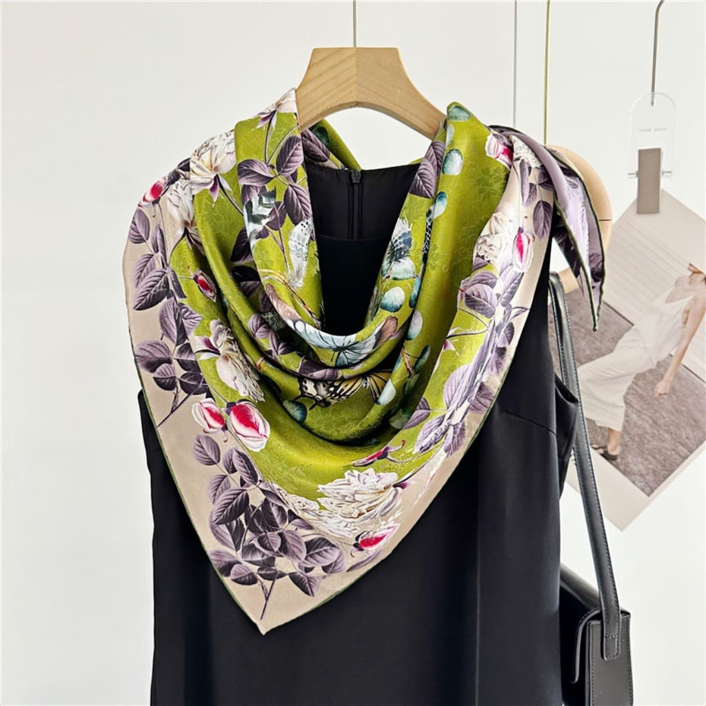 MaraSilk Pure Mulberry Silk Scarf - Square Jacquard MS495