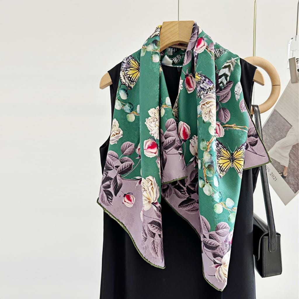 MaraSilk Pure Mulberry Silk Scarf - Square Jacquard MS495