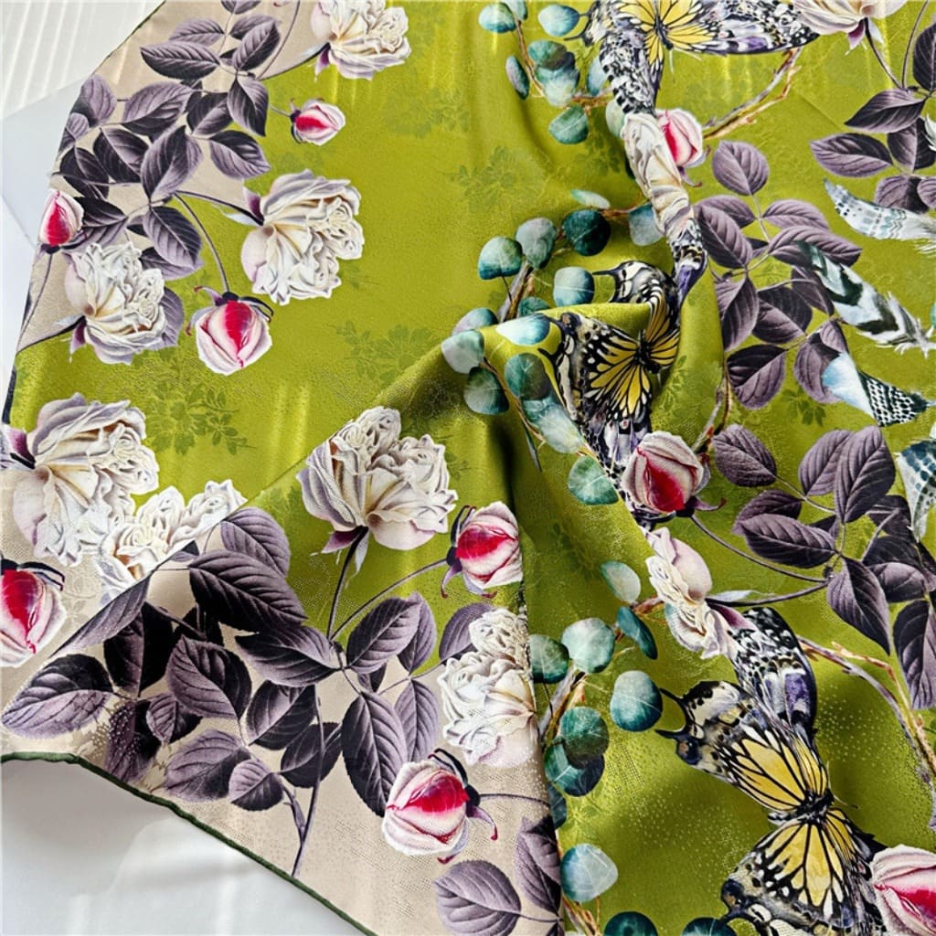 MaraSilk Pure Mulberry Silk Scarf - Square Jacquard MS495