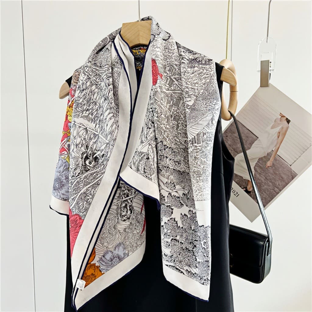 MaraSilk Pure Mulberry Silk Scarf - Square Jacquard MS499