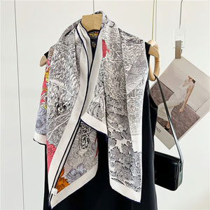 MaraSilk Pure Mulberry Silk Scarf - Square Jacquard MS499