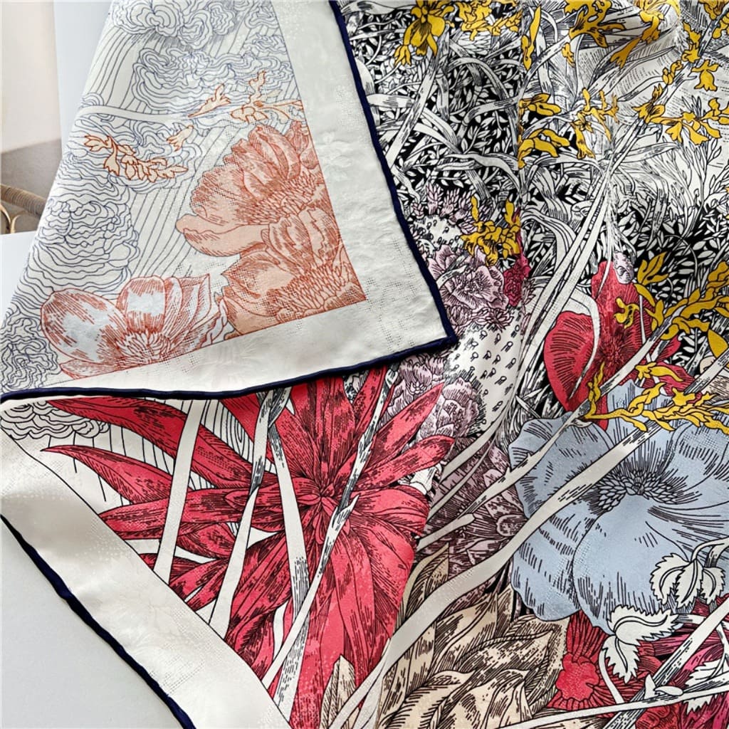 MaraSilk Pure Mulberry Silk Scarf - Square Jacquard MS499