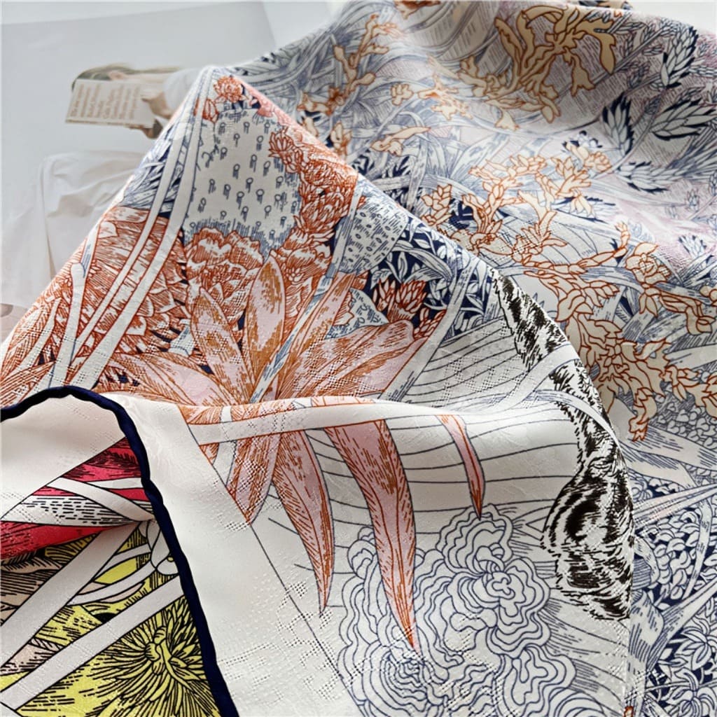 MaraSilk Pure Mulberry Silk Scarf - Square Jacquard MS499