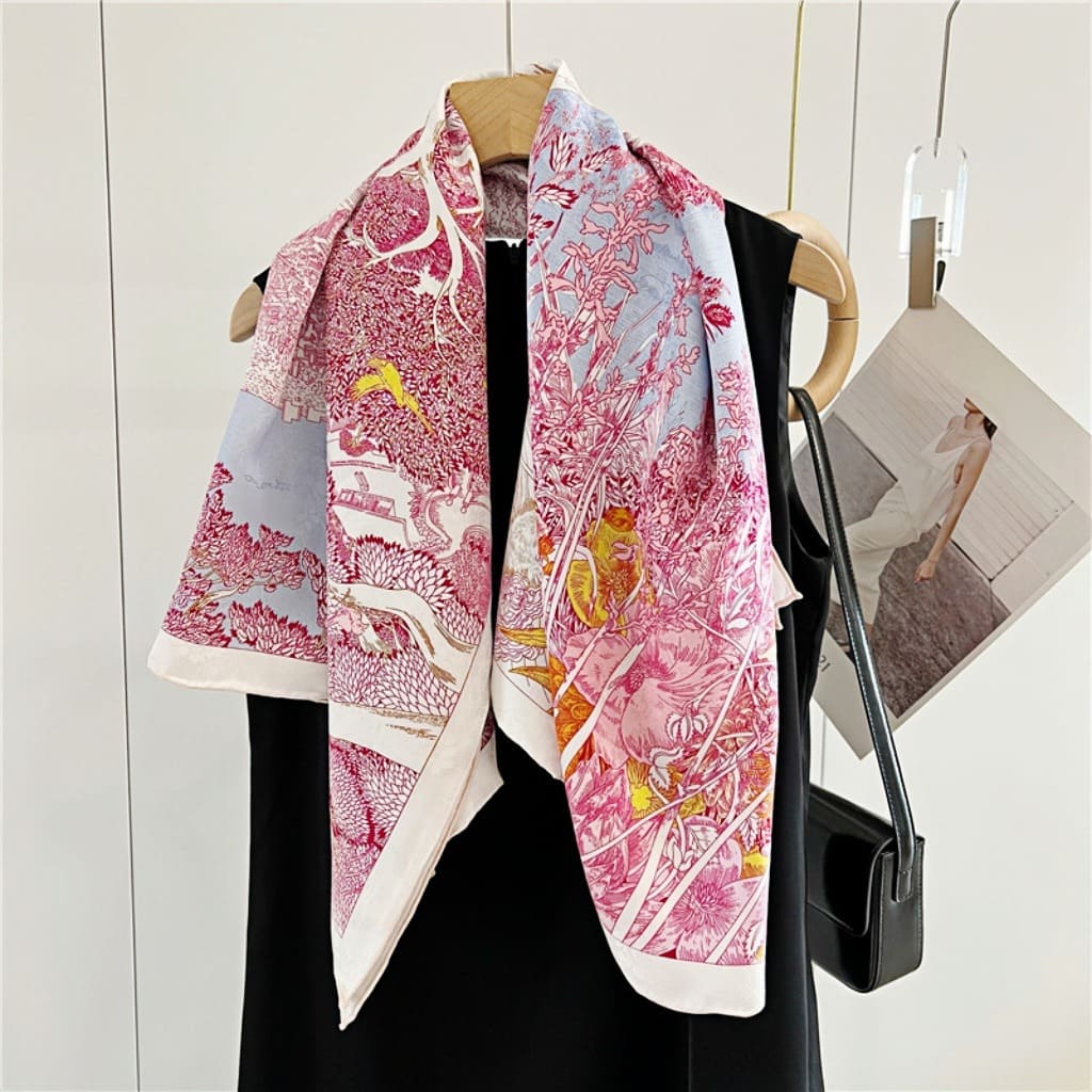 MaraSilk Pure Mulberry Silk Scarf - Square Jacquard MS499