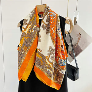 MaraSilk Pure Mulberry Silk Scarf - Square Jacquard MS499