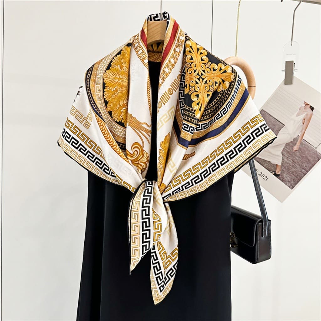 MaraSilk Pure Mulberry Silk Scarf - Square Jacquard MS499