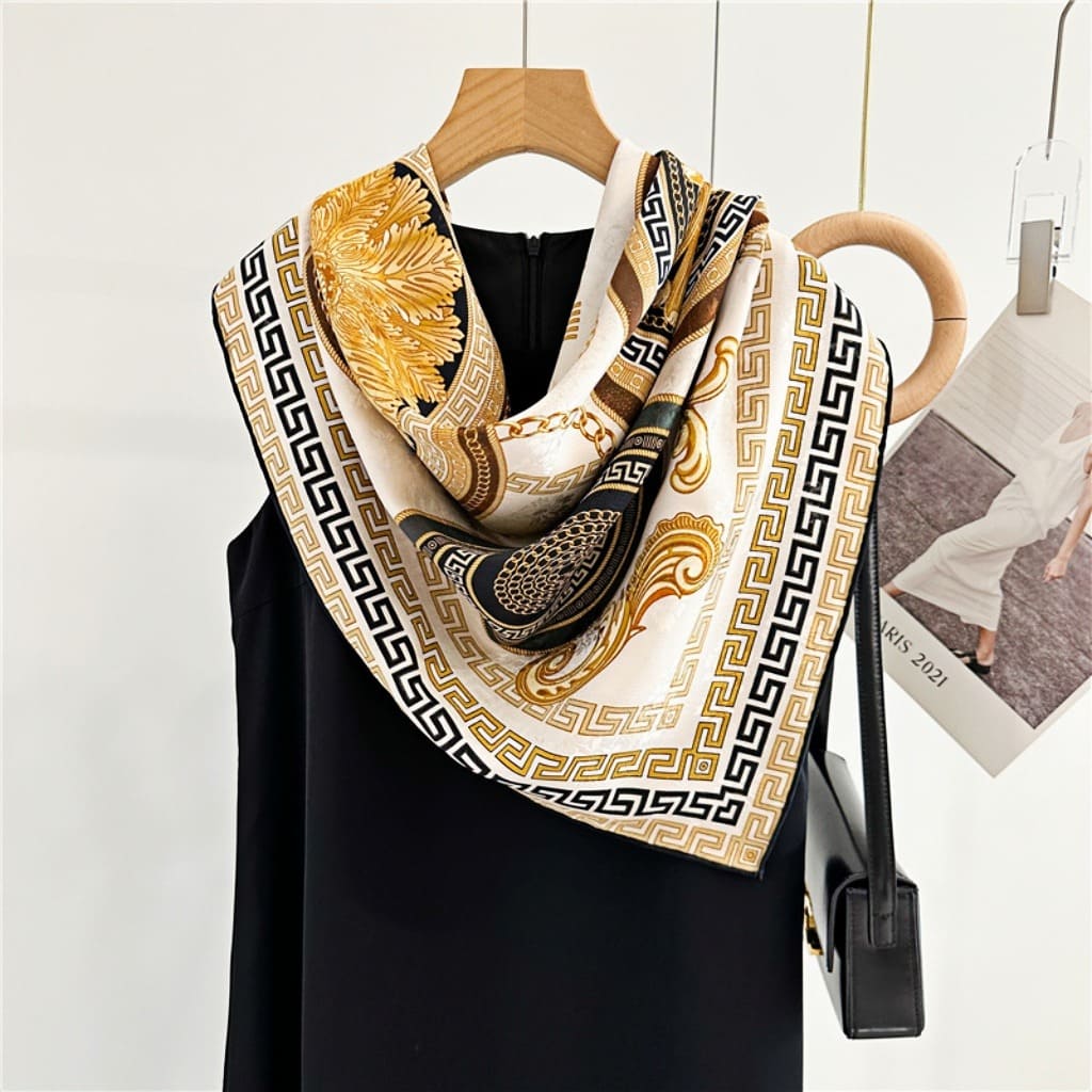 MaraSilk Pure Mulberry Silk Scarf - Square Jacquard MS499