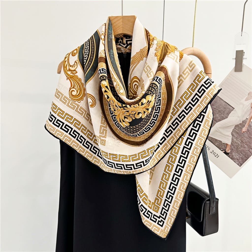 MaraSilk Pure Mulberry Silk Scarf - Square Jacquard MS499