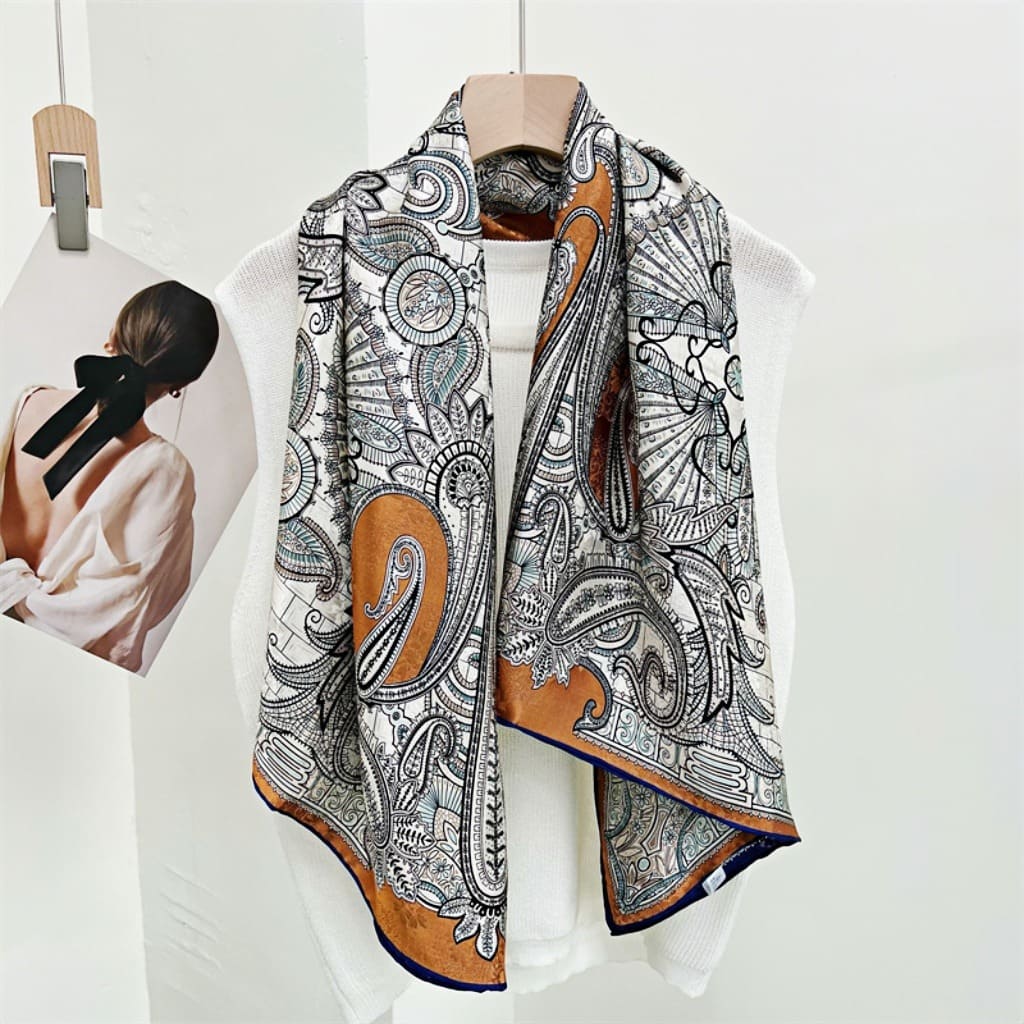 MaraSilk Pure Mulberry Silk Scarf - Square Jacquard MS500