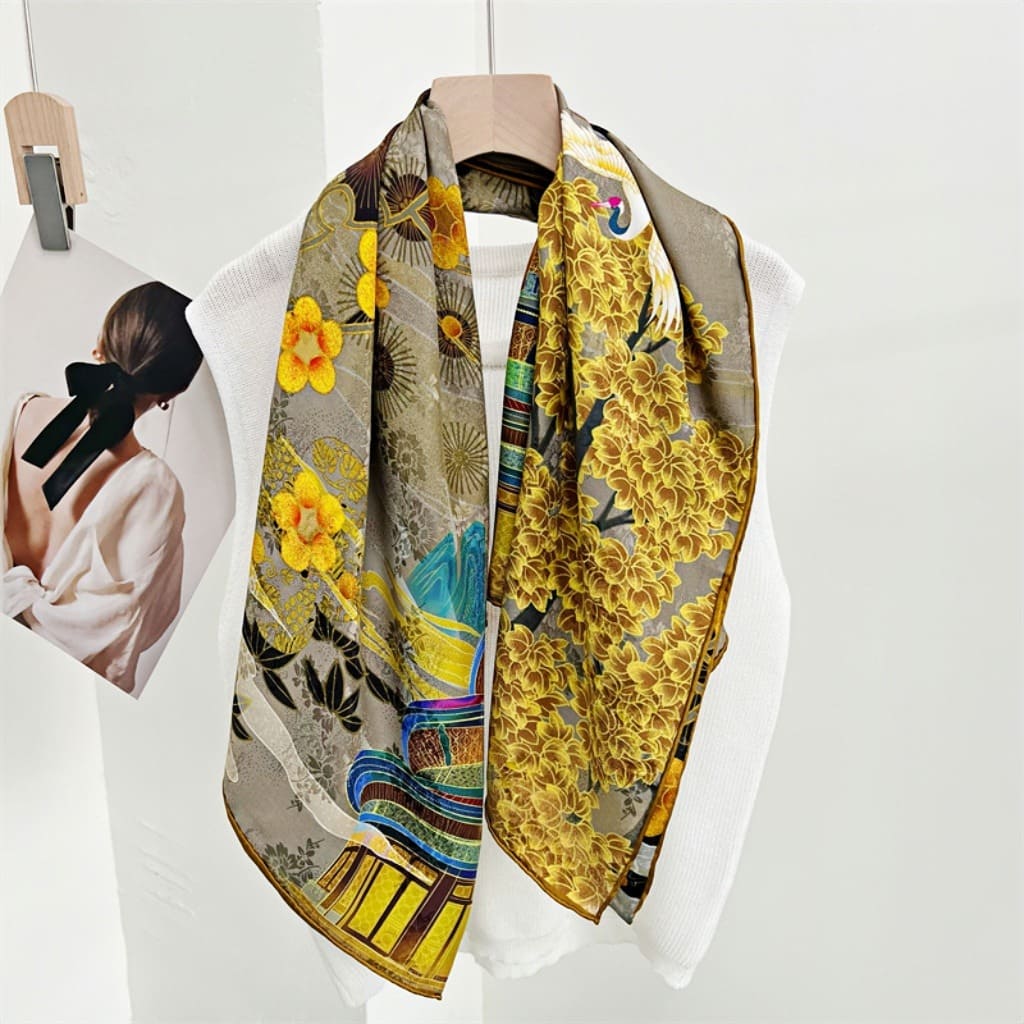 MaraSilk Pure Mulberry Silk Scarf - Square Jacquard MS500