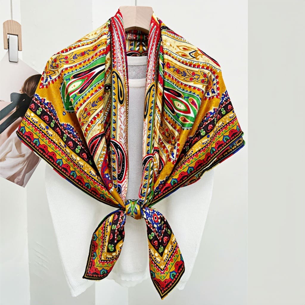 MaraSilk Pure Mulberry Silk Scarf - Square Jacquard MS500