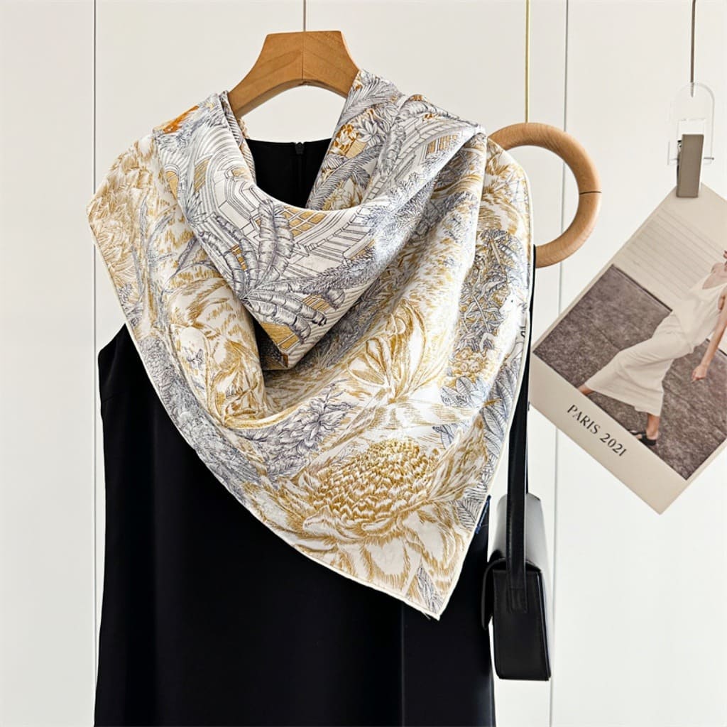 MaraSilk Pure Mulberry Silk Scarf - Square Jacquard MS504