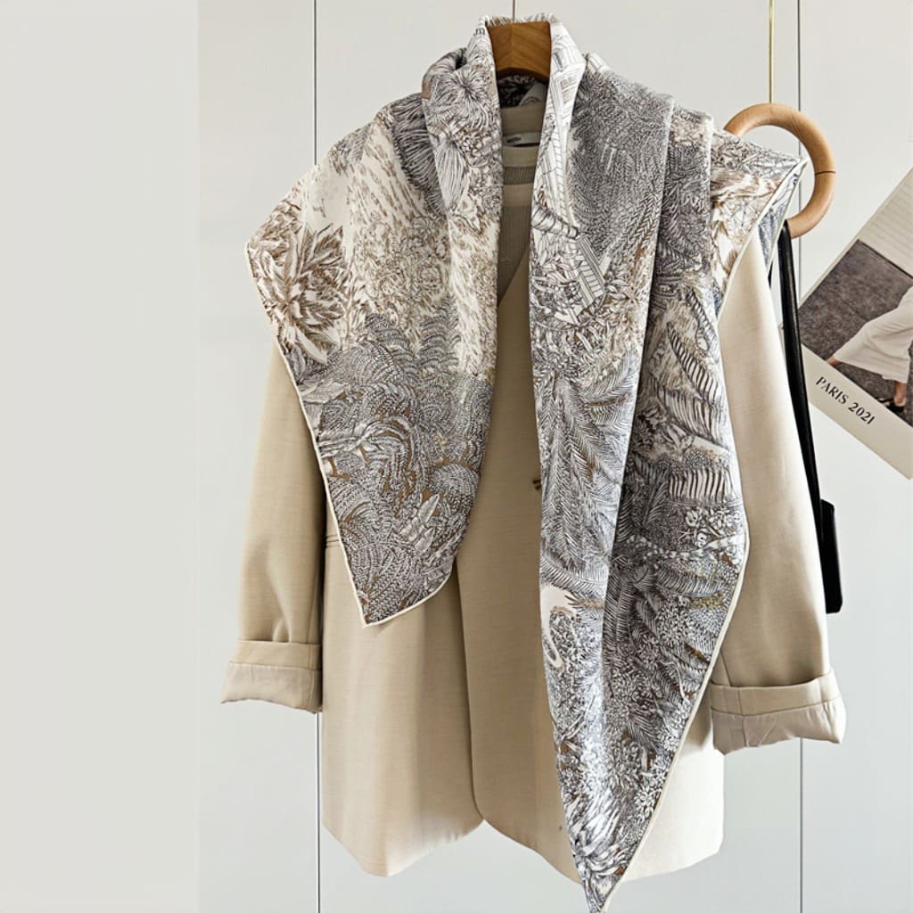 MaraSilk Pure Mulberry Silk Scarf - Square Jacquard MS504