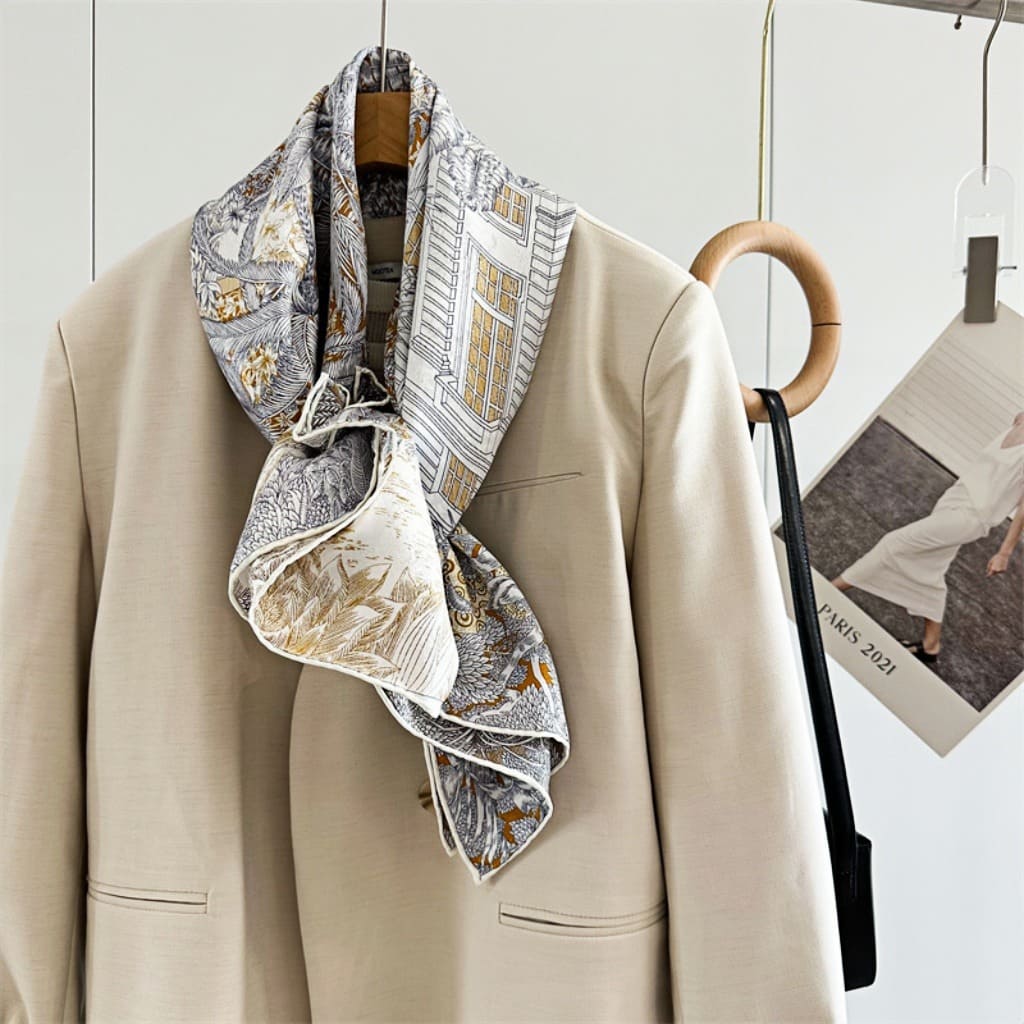 MaraSilk Pure Mulberry Silk Scarf - Square Jacquard MS504