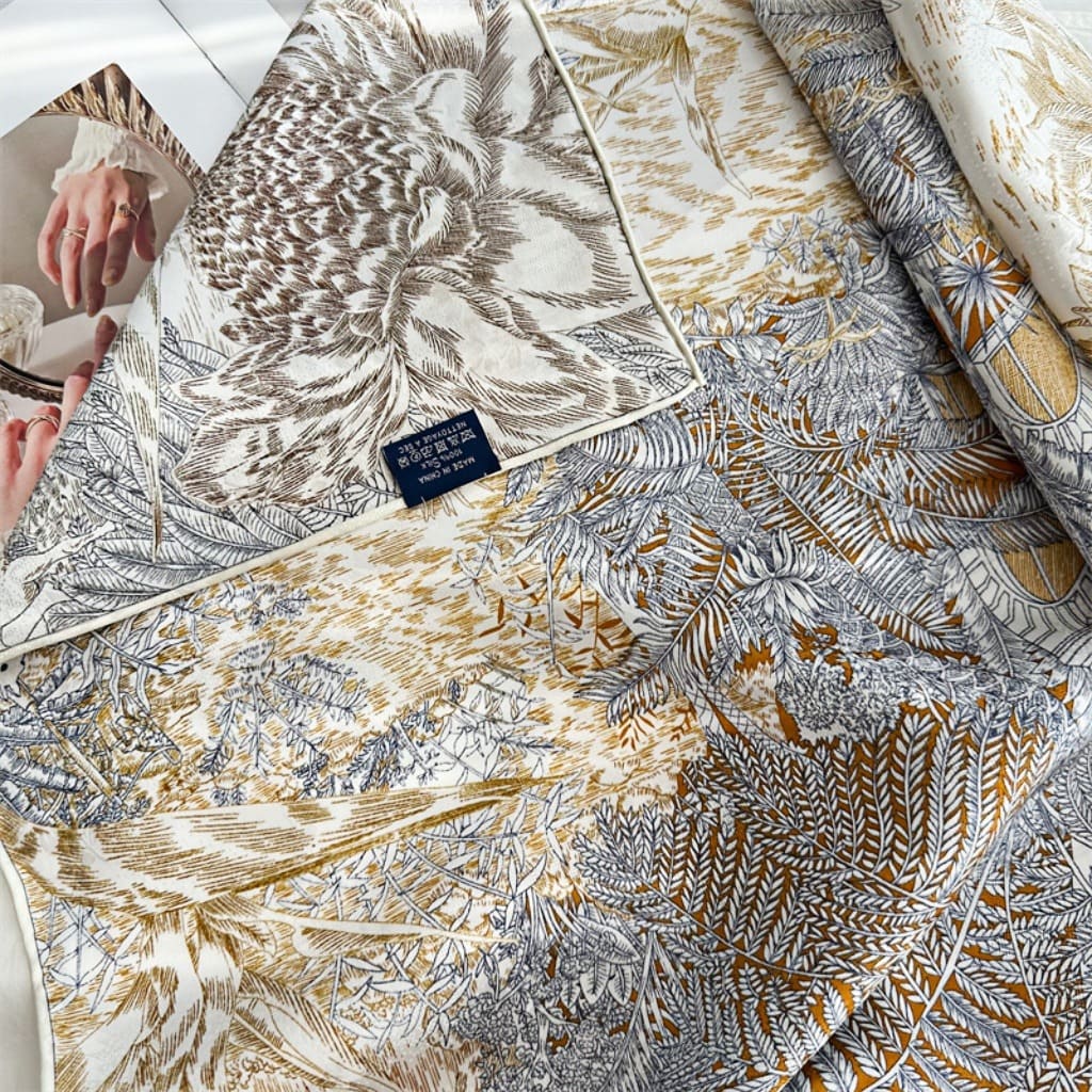 MaraSilk Pure Mulberry Silk Scarf - Square Jacquard MS504