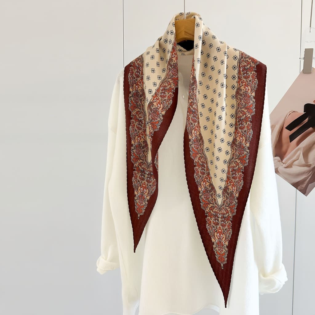 MaraSilk Pure Mulberry Silk-Wool Scarf - Diamond MS812