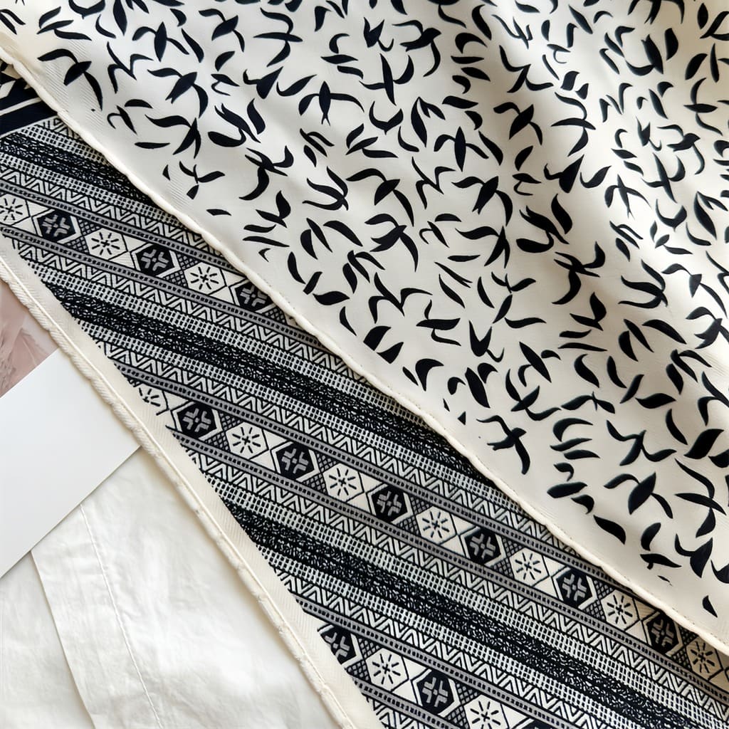 MaraSilk Pure Mulberry Silk-Wool Scarf - Diamond MS812