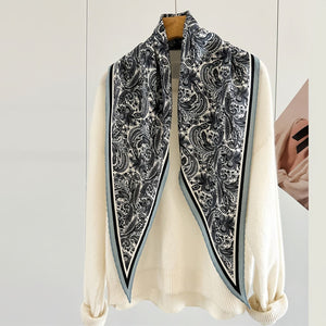 MaraSilk Pure Mulberry Silk-Wool Scarf - Diamond MS813