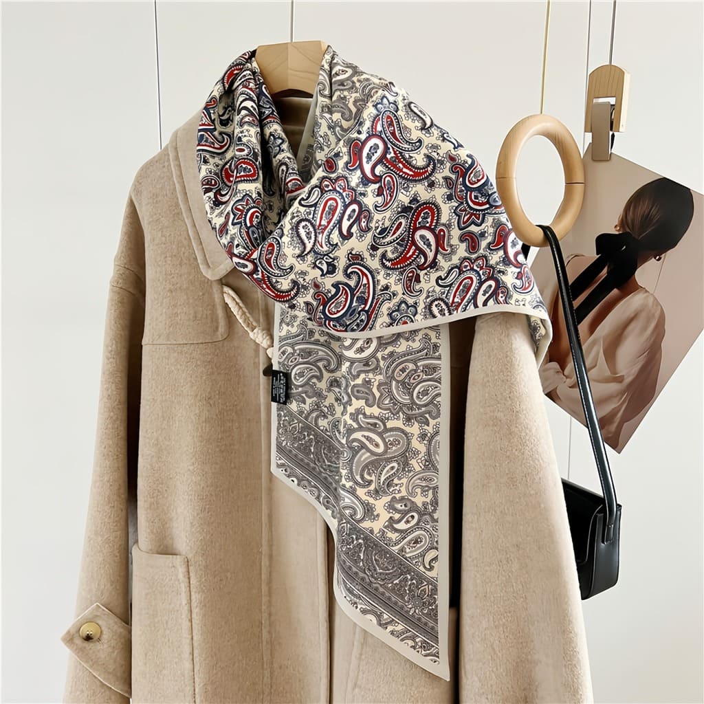 MaraSilk Pure Mulberry Silk-Wool Scarf - Ribbon MS814