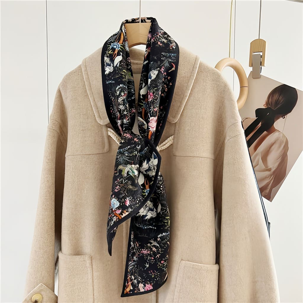 MaraSilk Pure Mulberry Silk-Wool Scarf - Ribbon MS814