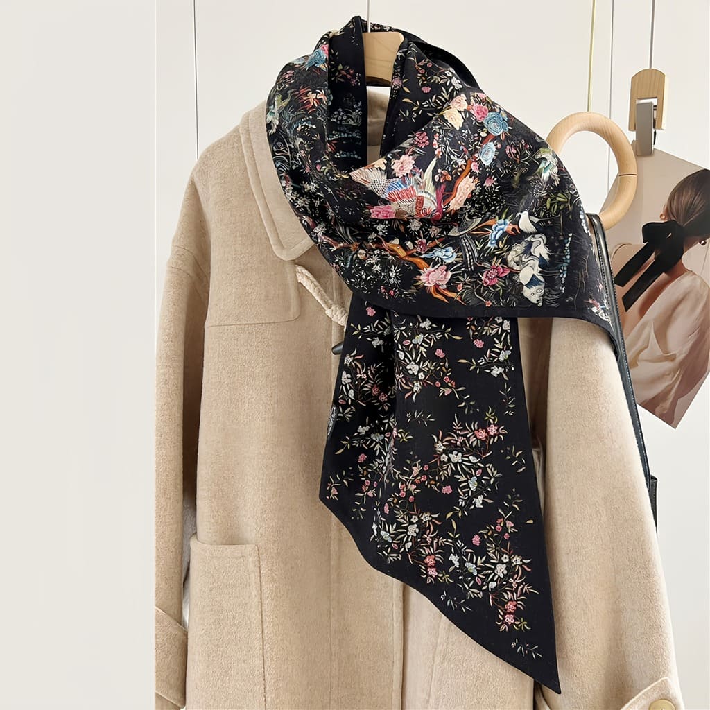 MaraSilk Pure Mulberry Silk-Wool Scarf - Ribbon MS814