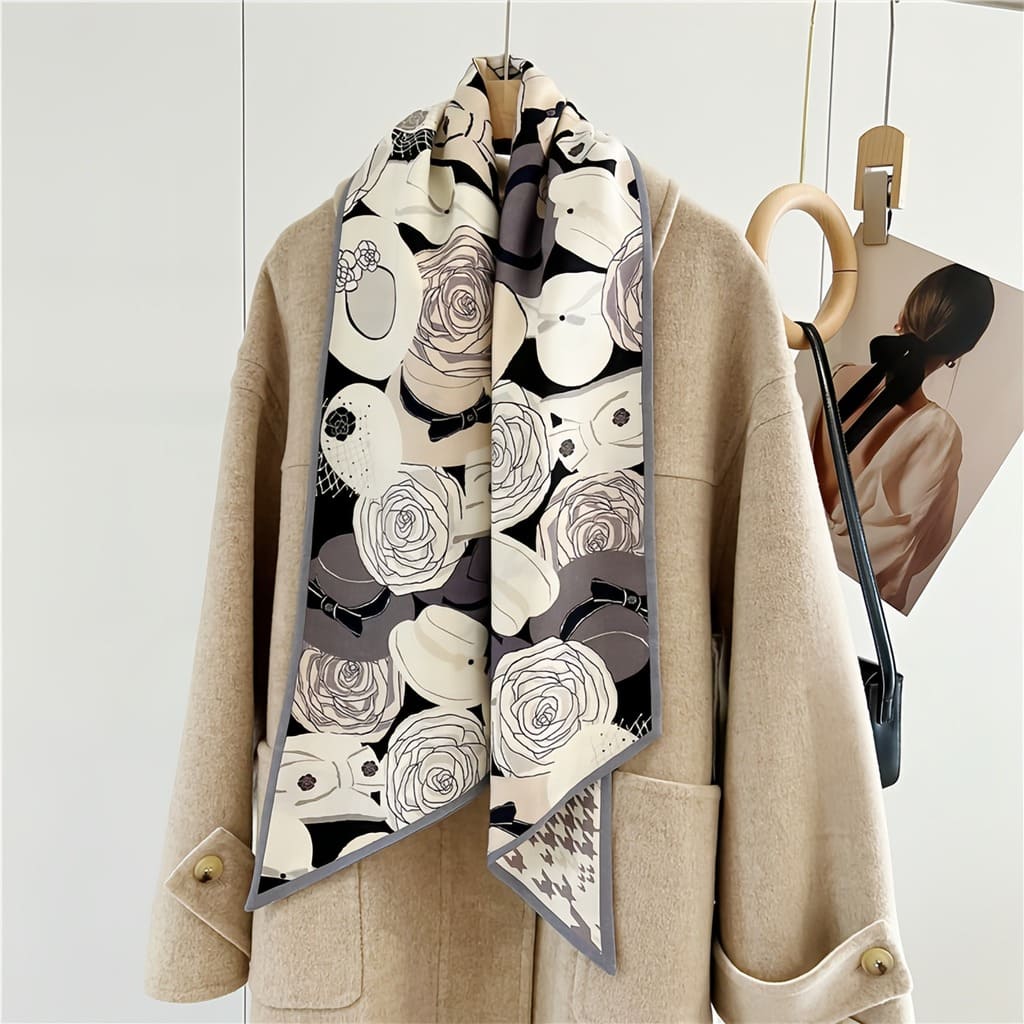 MaraSilk Pure Mulberry Silk-Wool Scarf - Ribbon MS814