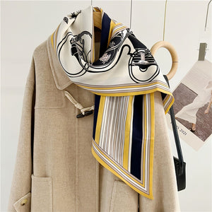 MaraSilk Pure Mulberry Silk-Wool Scarf - Ribbon MS814