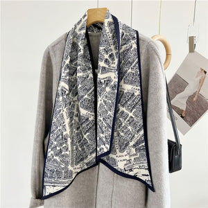 MaraSilk Pure Mulberry Silk-Wool Scarf - Ribbon MS814