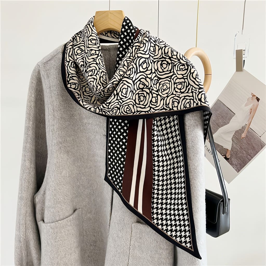 MaraSilk Pure Mulberry Silk-Wool Scarf - Ribbon MS814