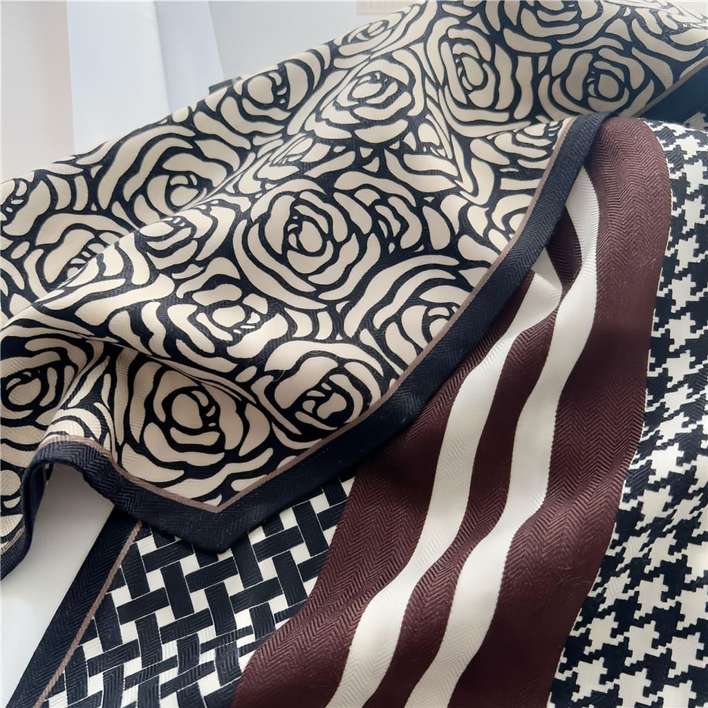 MaraSilk Pure Mulberry Silk-Wool Scarf - Ribbon MS814